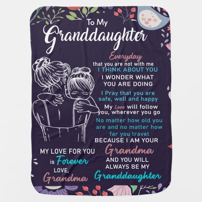 Personalized To My Granddaughter From Grandma Blan Baby Blanket (Front)