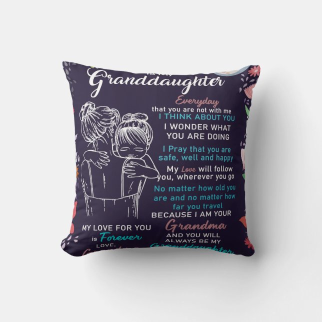 Personalized To My Granddaughter From Grandma Blan Throw Pillow (Front)