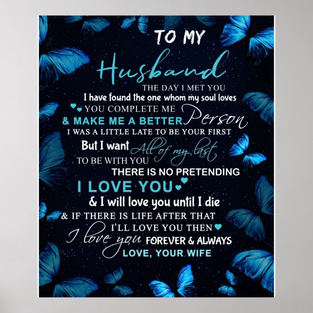Personalized To My Husband Butterfly From Wife Poster (Front)