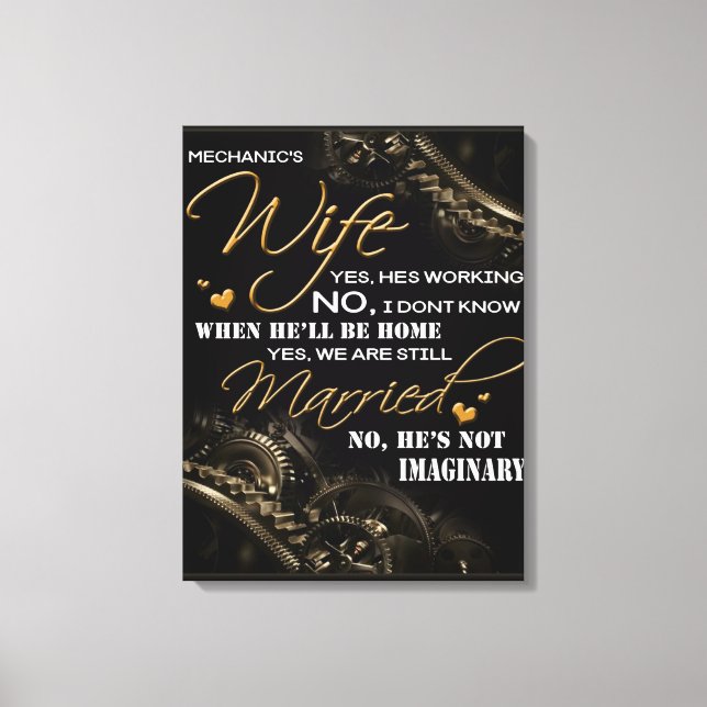 Personalized To My Mechanic's Wife, Married Blanke Canvas Print (Front)