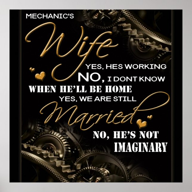 Personalized To My Mechanic's Wife, Married Blanke Poster (Front)