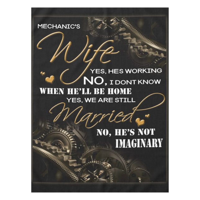 Personalized To My Mechanic's Wife, Married Blanke Tablecloth (Front)