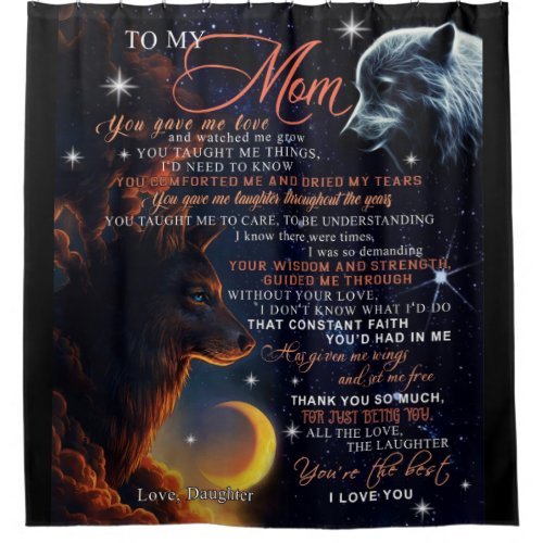 Personalized To My Mom Blanket  Wolf Family Shower Curtain