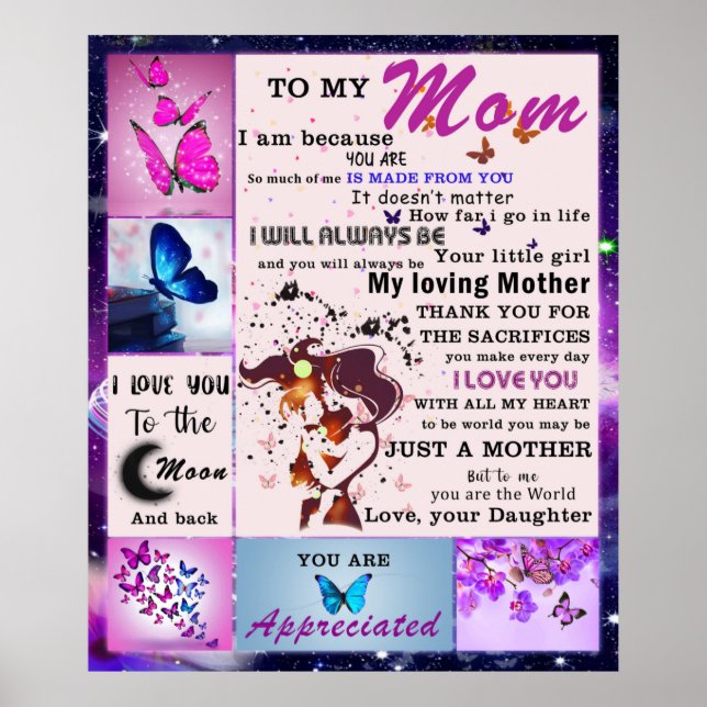 Personalized To My Mom From Daughter Poster (Front)