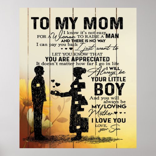 Personalized To My Mom From Son Birthday Mom Gift Poster