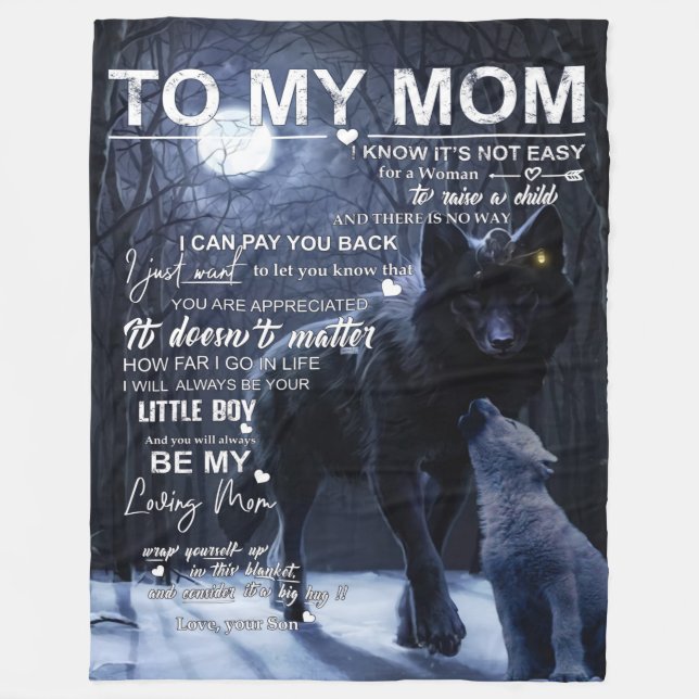 Personalized To My Mom From Son, Fleece Blanket (Front)