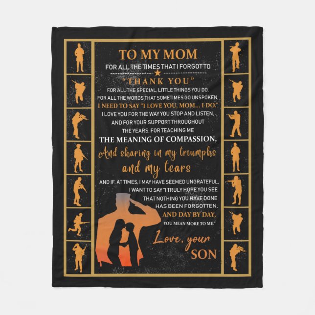 Personalized To My Mom From Son,Love Mom Fleece Blanket (Front)
