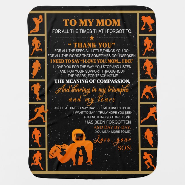 Personalized To My Mom From Your Son Baseball Baby Blanket (Front)