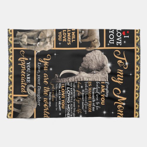 Personalized To My Mom Love From Daughter Elephant Kitchen Towel