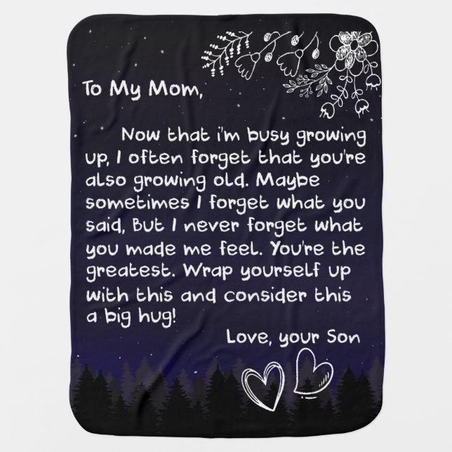 Personalized To My Mom Love Letter From Son Baby Blanket (Front)