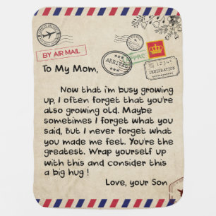 Personalized To My Mom Love Letter From Son Baby Blanket