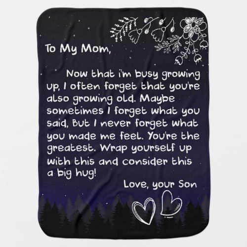 Personalized To My Mom Love Letter From Son Baby Blanket