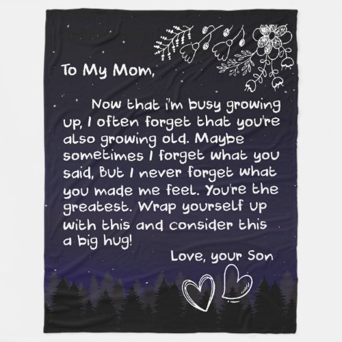 Personalized To My Mom Love Letter From Son Fleece Blanket
