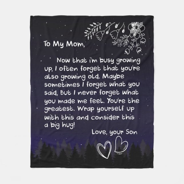 Personalized To My Mom Love Letter From Son Fleece Blanket (Front)