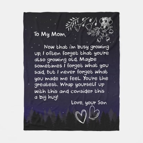 Personalized To My Mom Love Letter From Son Fleece Blanket