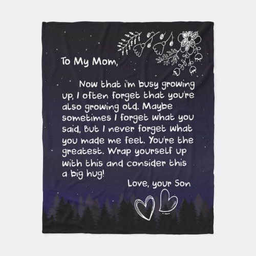 Personalized To My Mom Love Letter From Son Gift Fleece Blanket