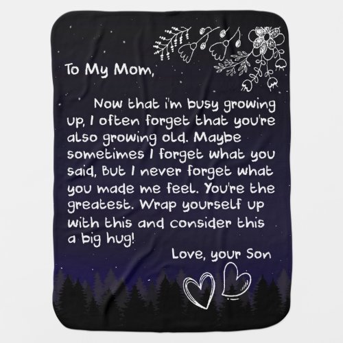 Personalized To My Mom Love Letter From Son Person Baby Blanket