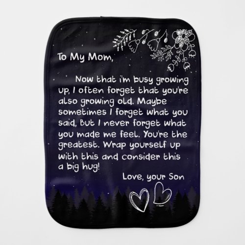 Personalized To My Mom Love Letter From Son Person Baby Burp Cloth