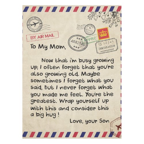 Personalized To My Mom Love Letter From Son Tablecloth