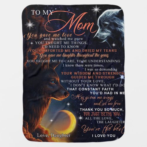 Personalized To My Mom Wolf From Daughter Gift Baby Blanket