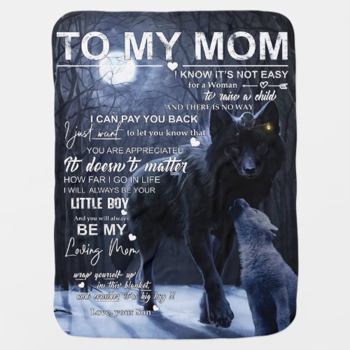 Personalized To My Mom Wolf Love Letter From Son Baby Blanket