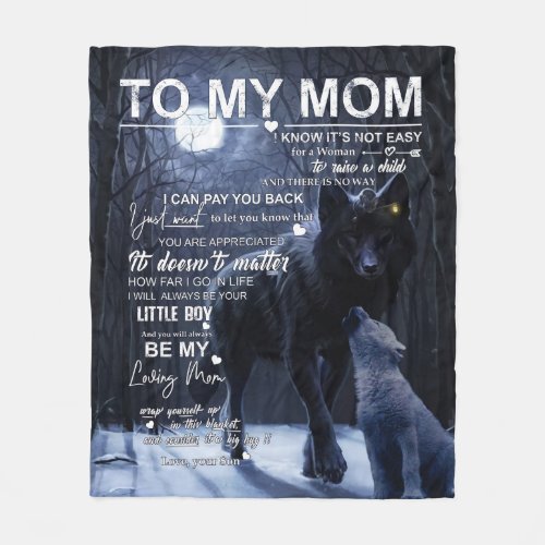 Personalized To My Mom Wolf Love Letter From Son Fleece Blanket
