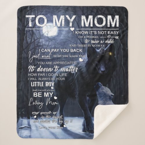 Personalized To My Mom Wolf Love Letter From Son Sherpa Blanket