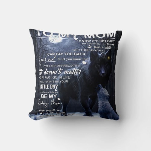 Personalized To My Mom Wolf Love Letter From Son Throw Pillow