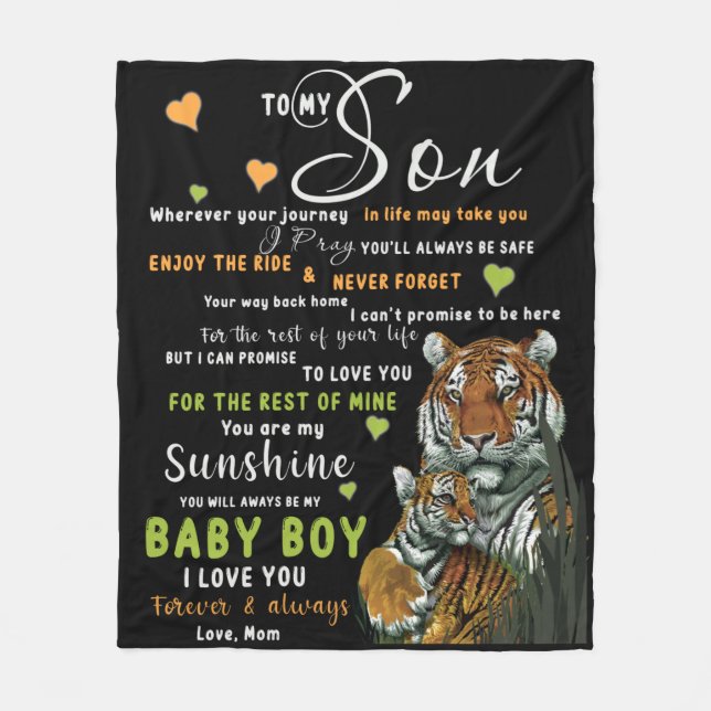 Personalized To My Son From Love Mom Fleece Blanket (Front)