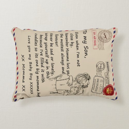 Personalized To My Son Letter From Mom Blanket Accent Pillow