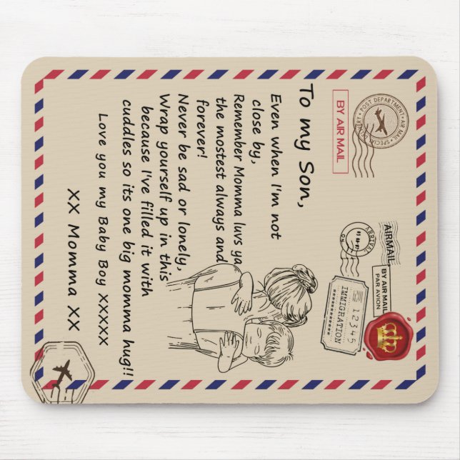 Personalized To My Son, Letter From Mom Blanket Mouse Pad (Front)