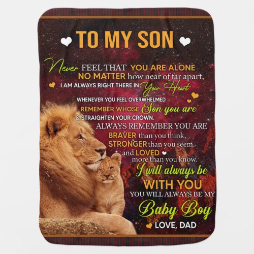 Personalized To My Son Lion Love Letter From Dad Baby Blanket
