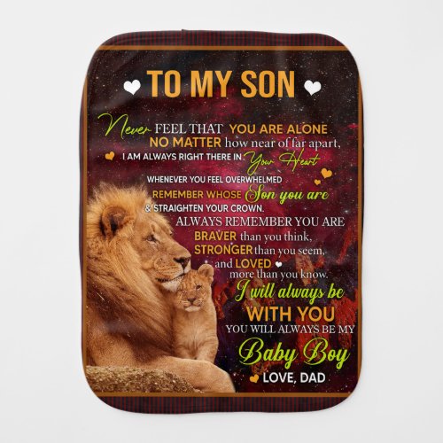Personalized To My Son Lion Love Letter From Dad Baby Burp Cloth