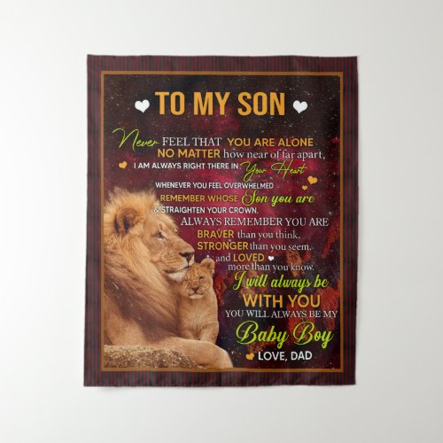 Personalized To My Son Lion Love Letter From Dad Tapestry