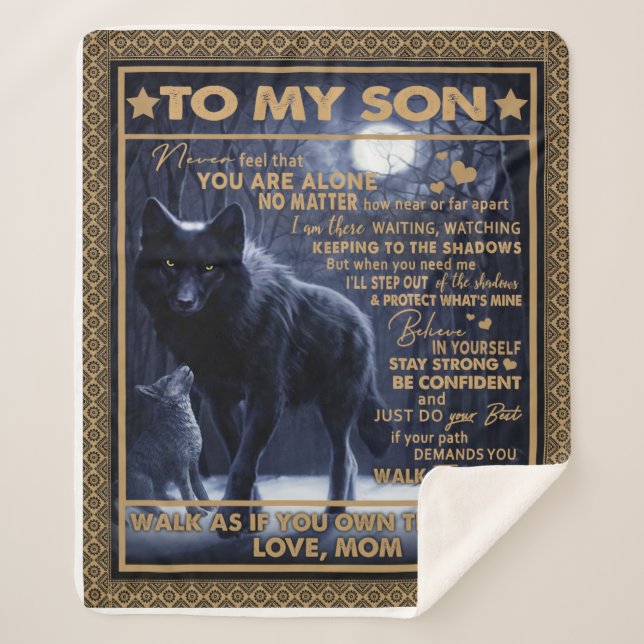 Personalized To My Son, Son Birthday Gift Sherpa Blanket (Front)