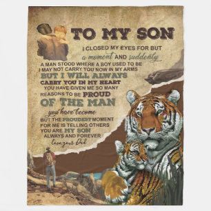 Personalized To My Son Tiger Blanket, Love Letter