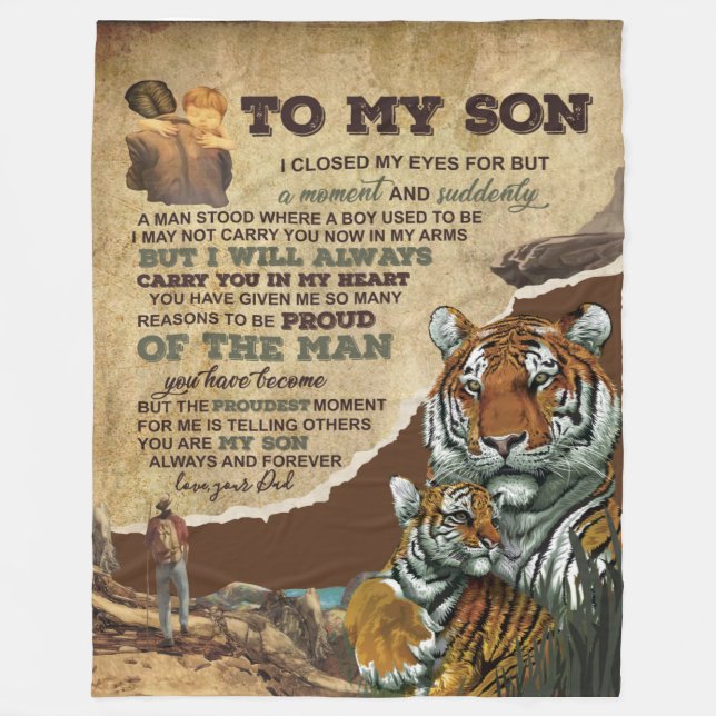 Personalized To My Son Tiger Blanket, Love Letter (Front)