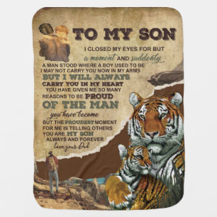 Personalized To My Son Tiger Blanket, Love Letter Baby Blanket