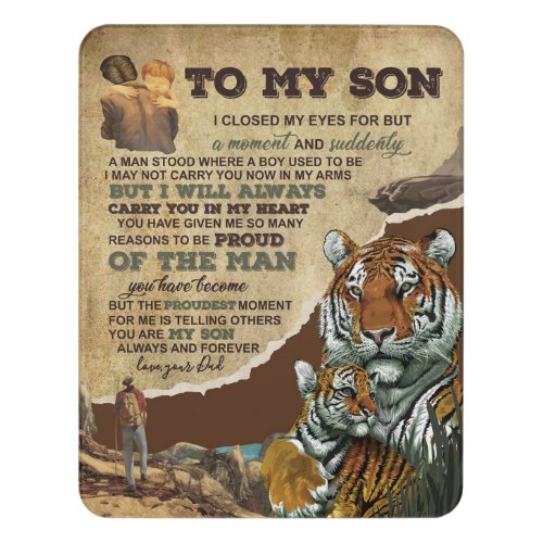 Personalized To My Son Tiger Blanket Love Letter Door Sign