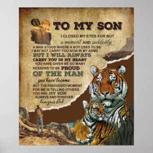 Personalized To My Son Tiger Blanket, Love Letter Poster