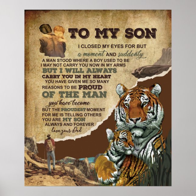 Personalized To My Son Tiger Blanket, Love Letter Poster (Front)