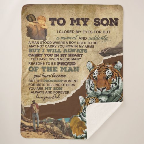 Personalized To My Son Tiger Blanket Love Letter Sherpa Blanket
