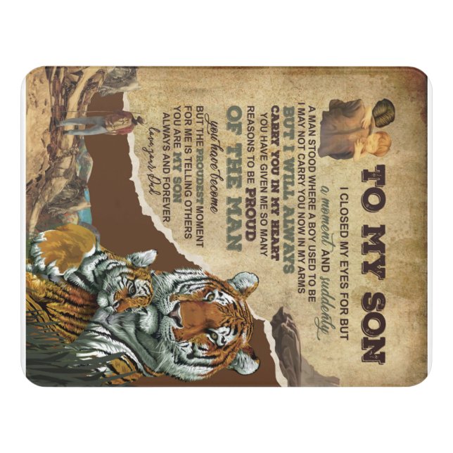 Personalized To My Son Tiger Door Sign (Contemporary Front)