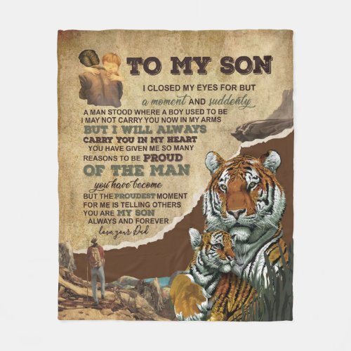 Personalized To My Son Tiger Love Letter From Dad Fleece Blanket