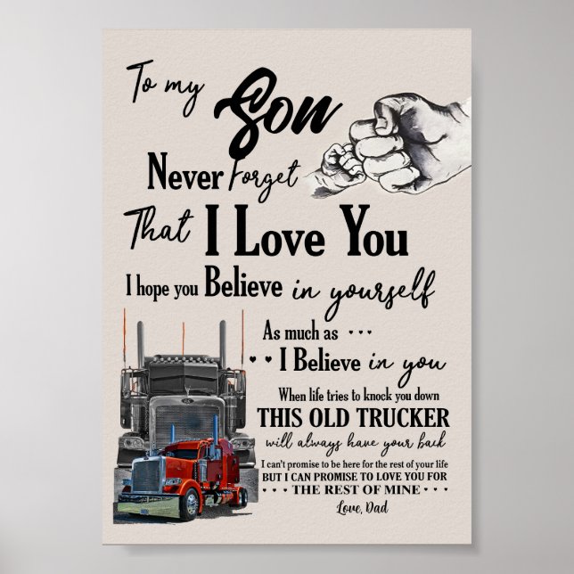 Personalized To My Son Trucker Poster From Dad Nev (Front)
