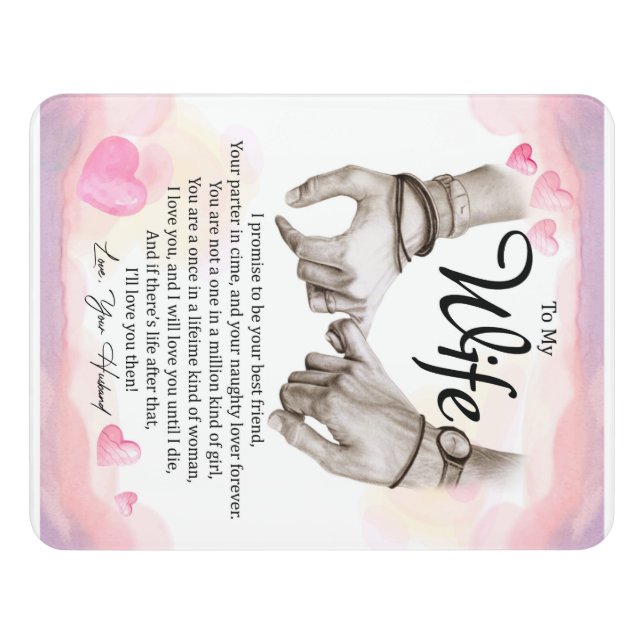 Personalized To My Wife Blanket Door Sign (Contemporary Front)