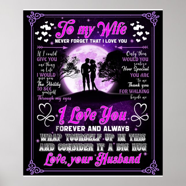 Personalized To My Wife Blanket Poster (Front)