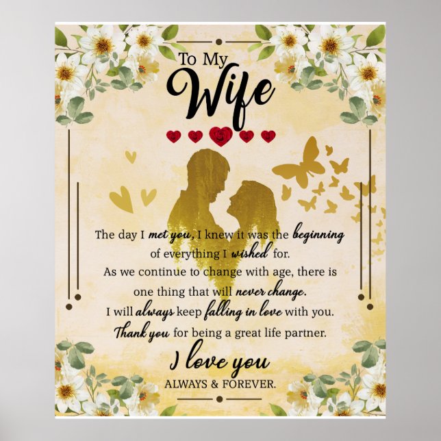 Personalized To My Wife Blanket Poster (Front)