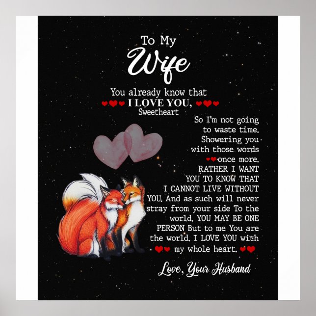 Personalized To My Wife Couple Fox , I Love You Poster (Front)