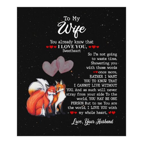 Personalized To My Wife Couple Fox Photo Print